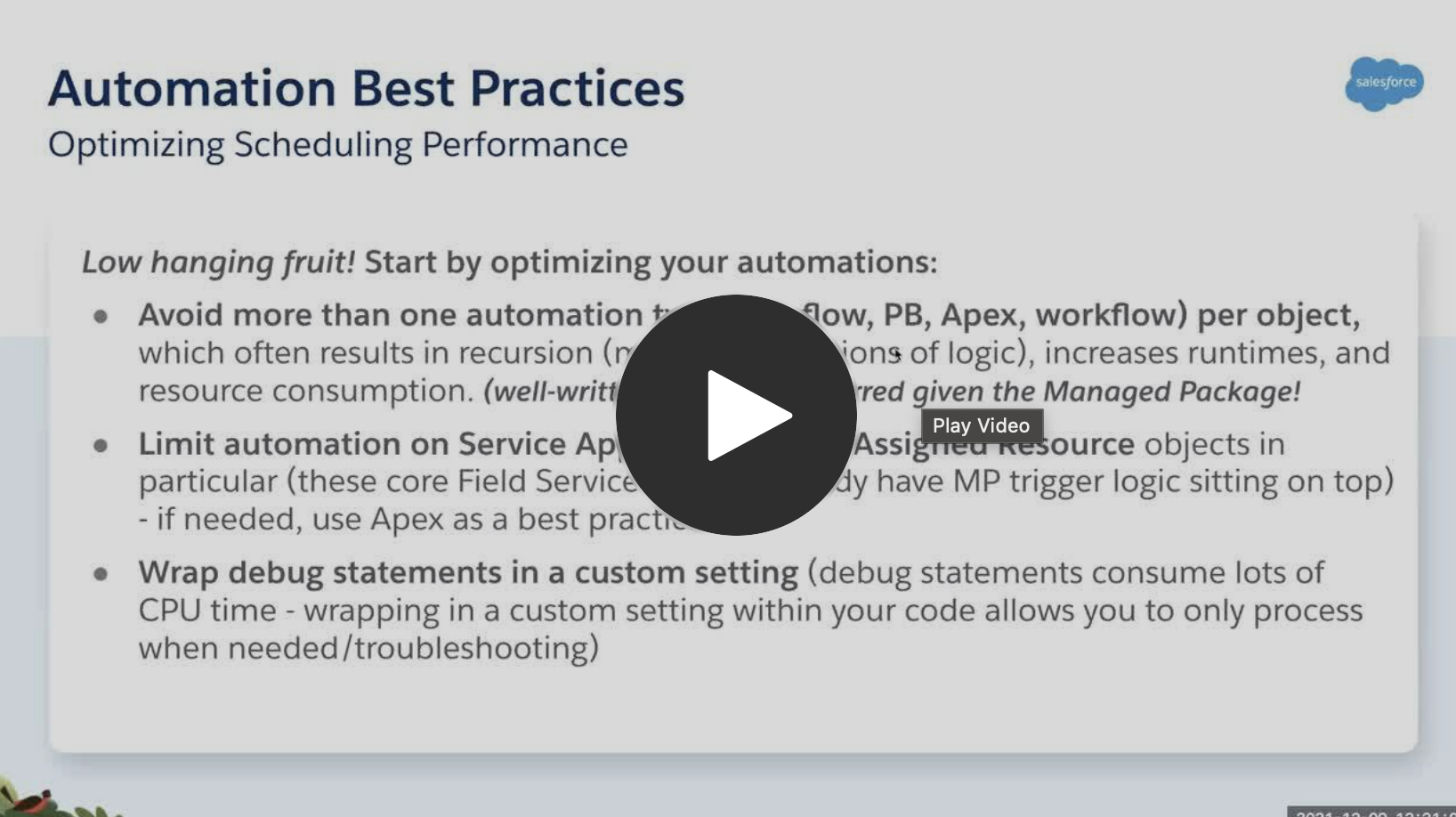 Improving Field Service (Scheduling) Performance, December 2021